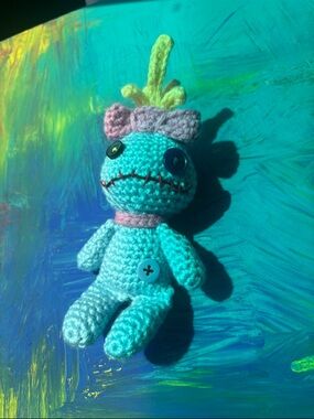Handmade Crochet Rag Doll Keychain 6 1/2”